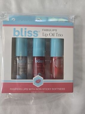 bliss Fabulips Lip Oil Trio - Hydrating Lip Oils (Blue, Red, Pink)